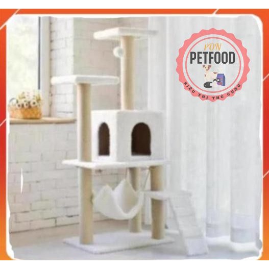 Trụ mèo leo trèo 3 tầng Nhà cây cho mèo cao 1,4m cat tree dụng cụ cào móng