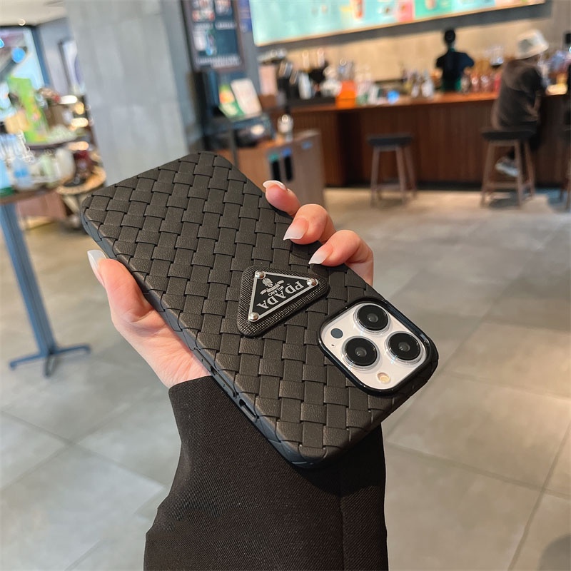 Simple Woven Prada For IPhone 13 14 12 11 Pro Max 13Pro 14plus Phone Case for IPhone 12Pro Xs Max Xr Discoloration Border Phone Cases Back Cover