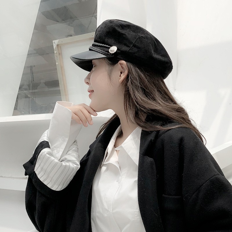 Mũ thủy thủ, mũ beret vành da cao cấp cá tính cao cấp hàn quốc