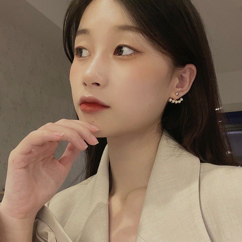 Bông Tai Hình Tròn Đính Hạt Phong Cách Retro Hàn Quốc