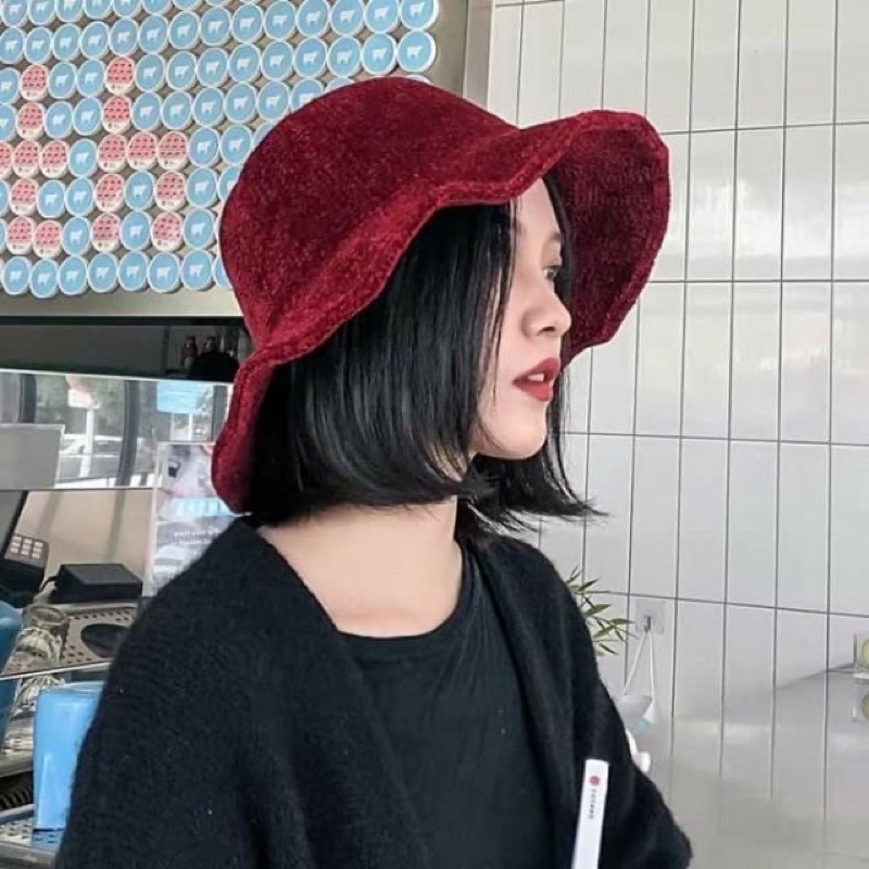 Nón bucket nhung mềm mẫu mới nhất năm 2021
