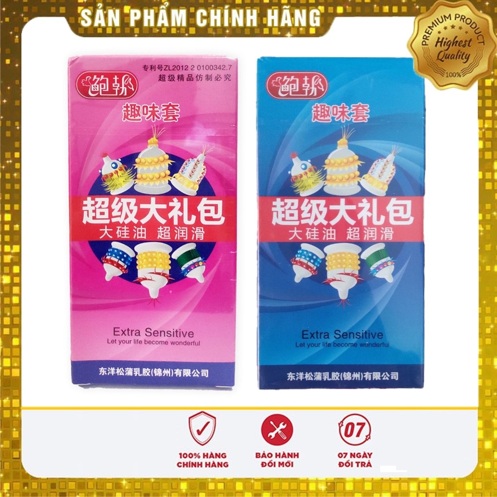 Bao Cao Su siêu gai bi, râu, kéo dài thời gian quan hệ - Hộp 6 chiếc có 6 kiểu gai khác nhau