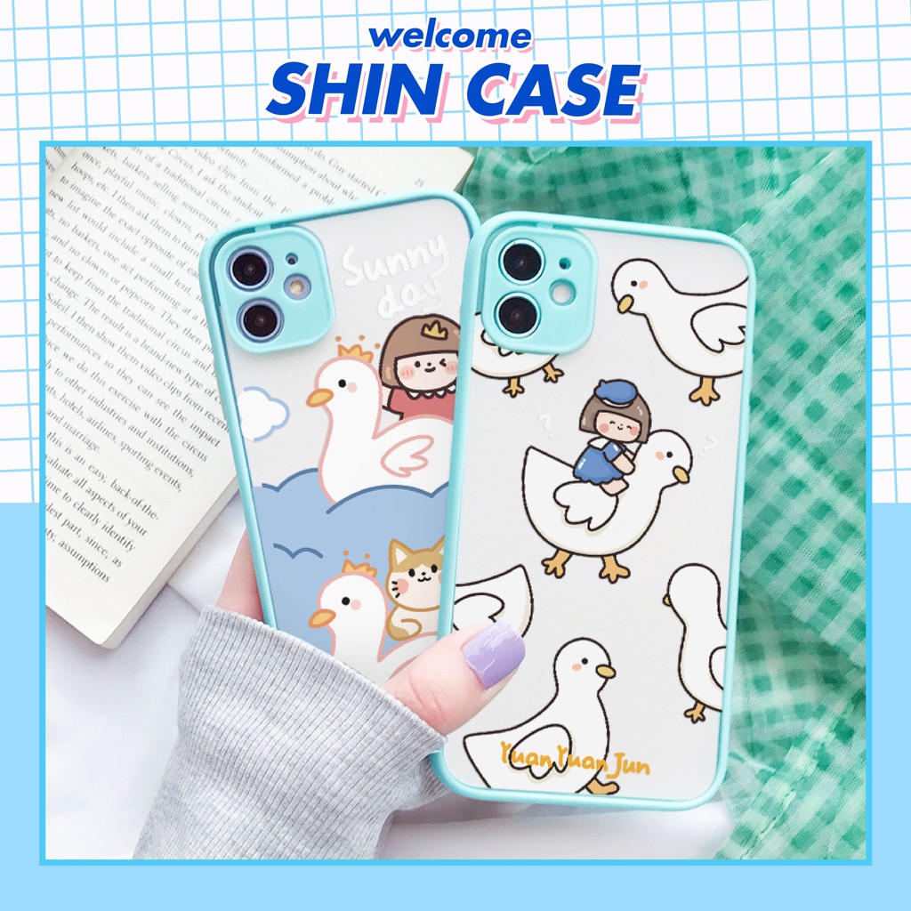 Ốp lưng iphone YuAn & Duck nhám viền nổi cong 5/5s/6/6plus/6s/6splus/7/7plus/8/8plus/x/xr/xs/11/12/pro/max/plus/promax | BigBuy360 - bigbuy360.vn
