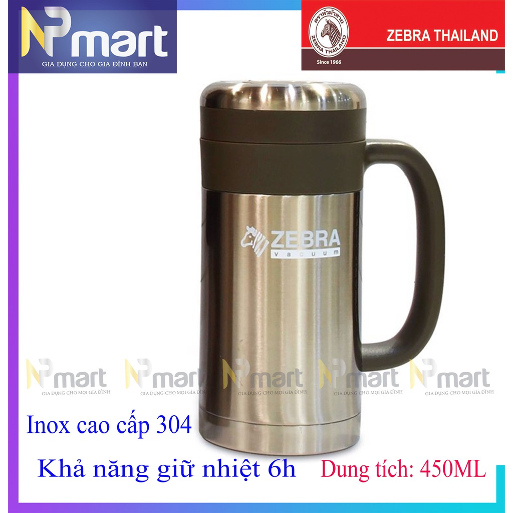 Ca giữ nhiệt tốt Zebra Picnic inox cao cấp 0.45L vàng đồng 112907