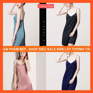 Váy ngủ lụa 2 dây, váy ngủ lụa hai dây sexy gợi cảm cherry store