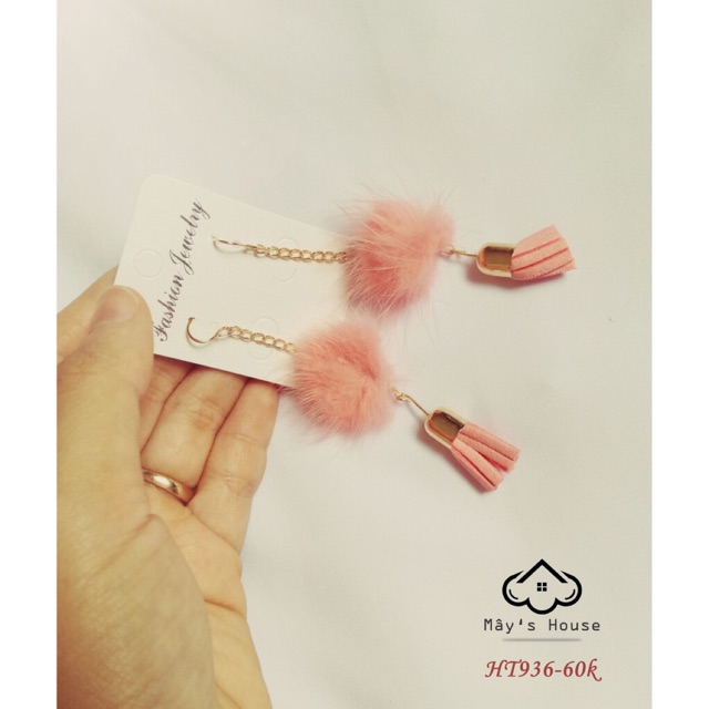 Hoa tai lông - khuyên tai - bông tai