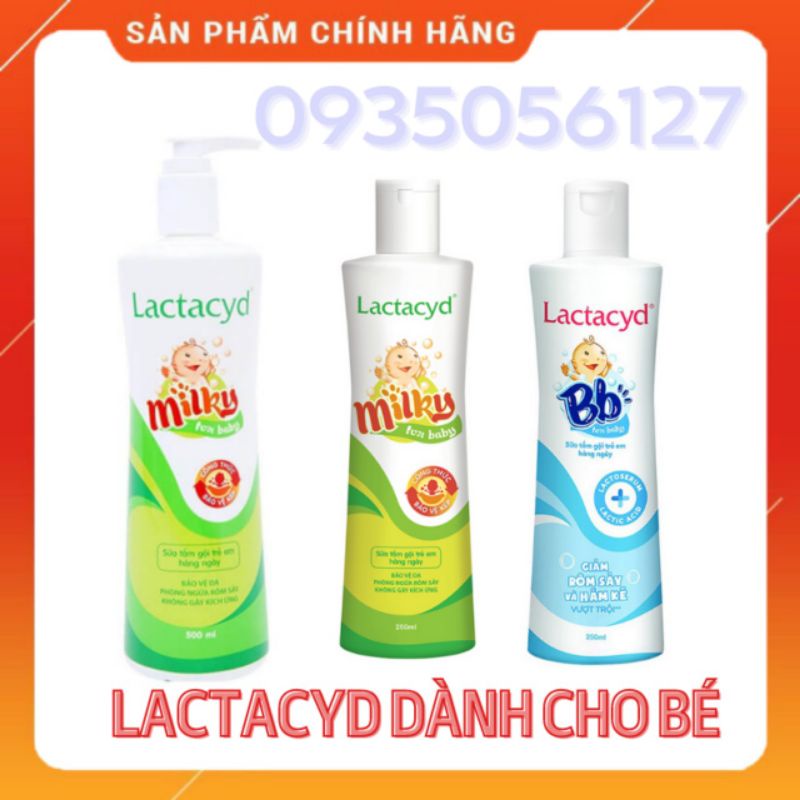 Sữa tắm gội hàng ngày ngăn ngừa rôm sảy cho bé Lactacyd milky chai 250ml 500ml