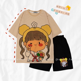 [Có size từ 20 kg__135 kg] bộ cộc tay bé gái,bộ cotton mùa hè cho bé size s,m,l.B02