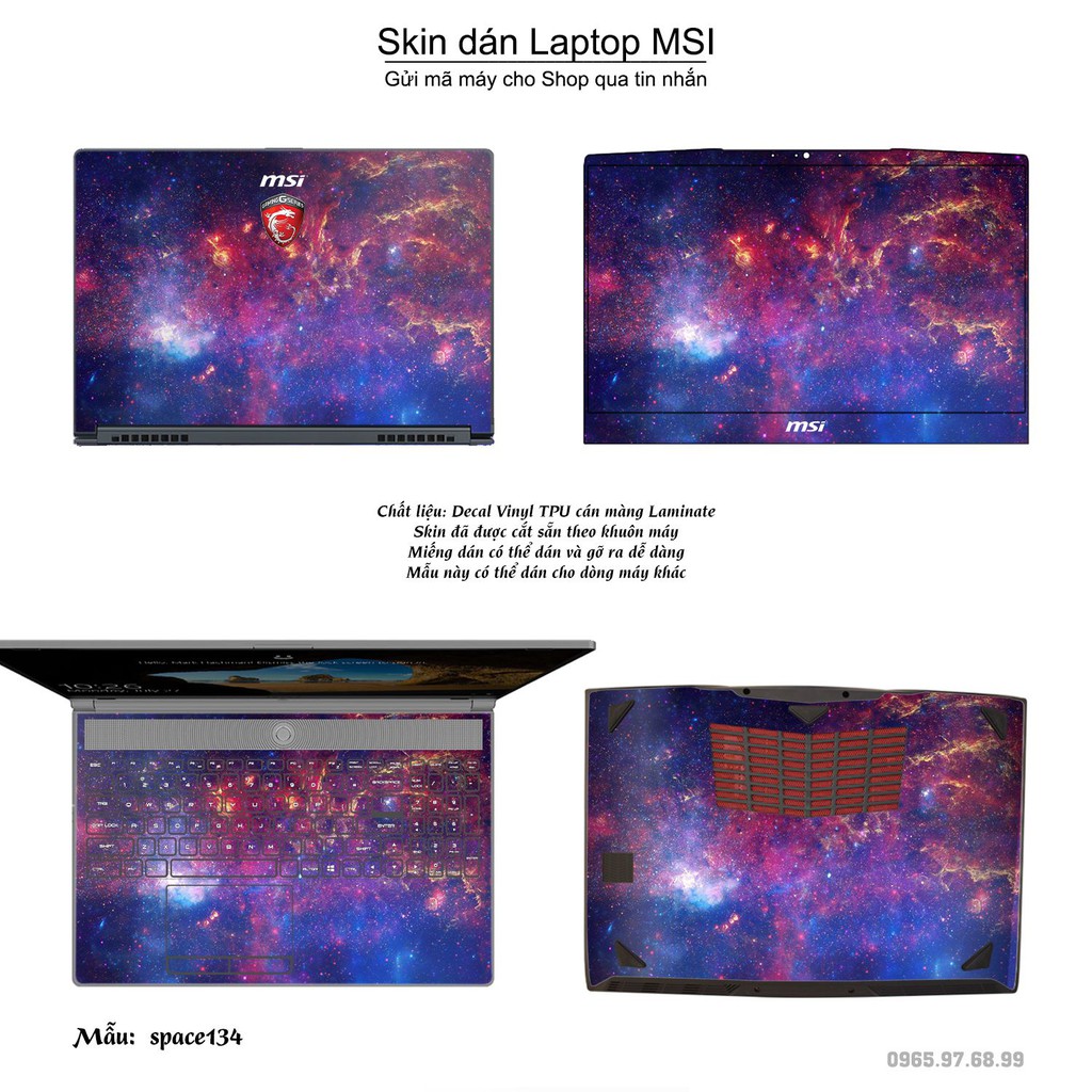 Skin dán Laptop MSI in hình không gian _nhiều mẫu 23 (inbox mã máy cho Shop)