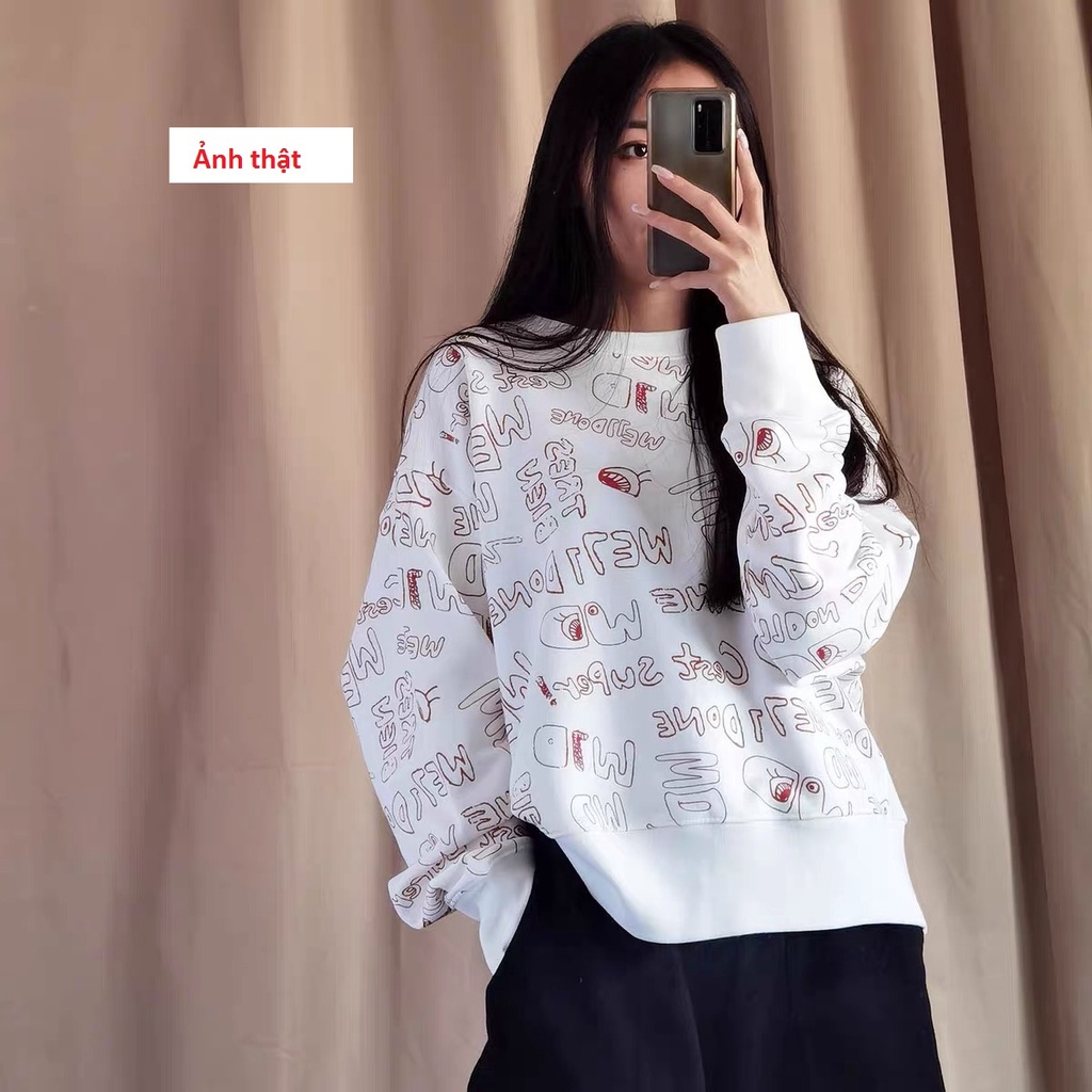 Áo Sweater Nam Nữ Trắng Chữ Đỏ Done Có Ảnh Thật + Video - Áo Thu Đông Chất Nỉ Ngoại Mềm Mịn Unisex Hottrend 2021 X.Store