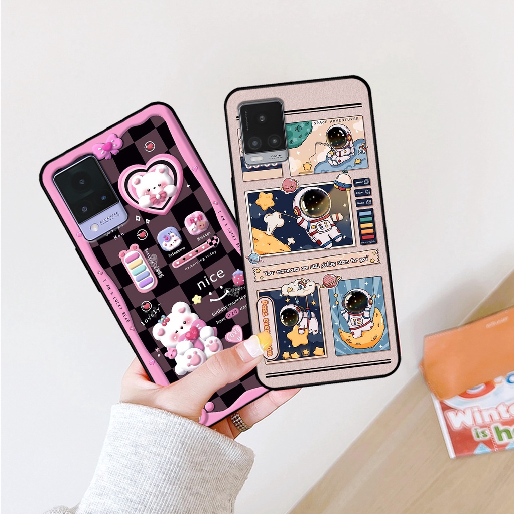 Ốp lưng Vivo V20 - Vivo V21 hình gấu, vũ trụ ngân hà chibi. ốp chống sốc bền đẹp