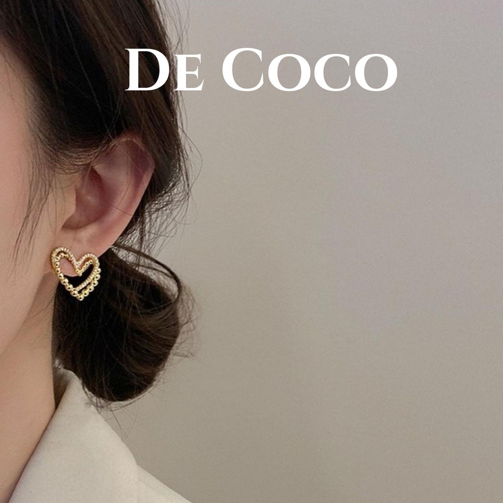 [Mã FASTGRET4 giảm 10% đơn 99K] [Mã FASHIONT4FA2 giảm 10K đơn 50K] Khuyên tai Double Heart De Coco