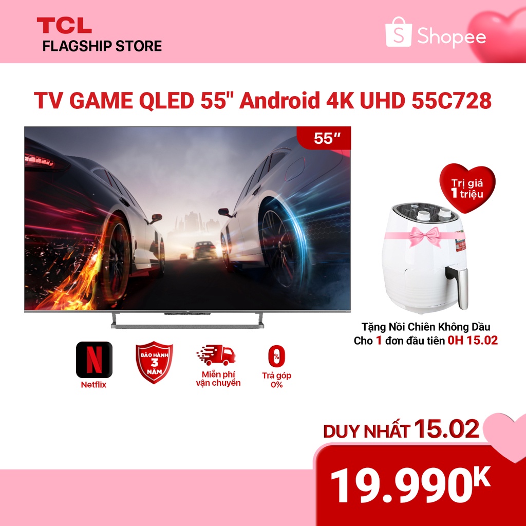 TV Game QLED 55" Android 11.0 4K UHD 55C728 - Gam Màu Rộng , HDR 10+, MEMC 120Hz , Dolby Vision, Dolby Atmos