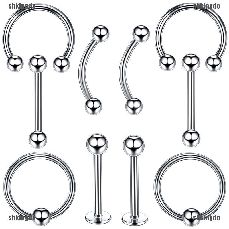 Bộ 10 khuyên xỏ cơ thể thiết kế độc đáo cá tính thời trang