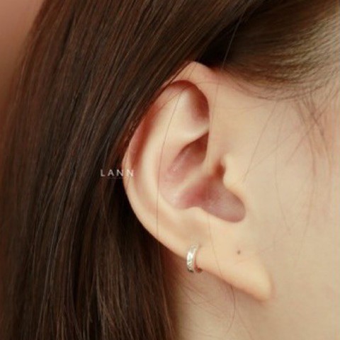 Khuyên vòng tròn trơn chốt gài 2 cỡ BẠC S925 LANN E229