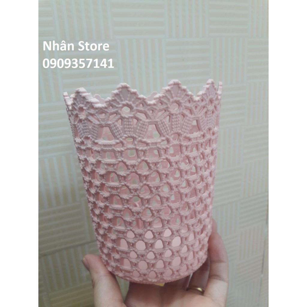 Sọt Tròn Hoa Văn Đựng Đồ Trang Trí - Đường kính 11cm  màu ngẫu nhiên