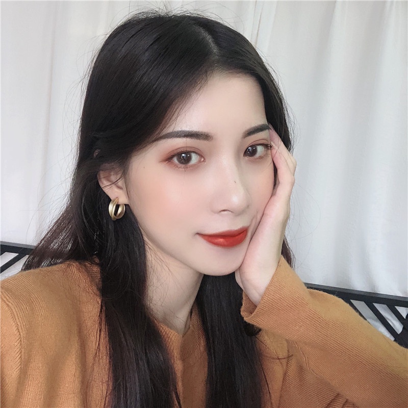 Bông tai/ Hoa tai hợp kim 1 vòng mảnh 1 vòng dày phong cách Hàn Quốc