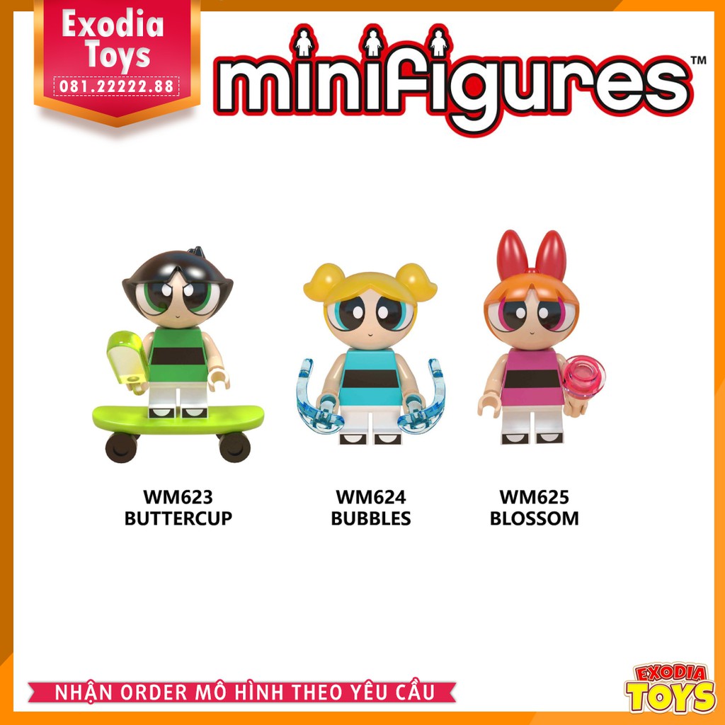 Xếp hình minifigure nhân vật hoạt hình Powerpuff Girls - Đồ Chơi Lắp Ghép Sáng Tạo - WM6051
