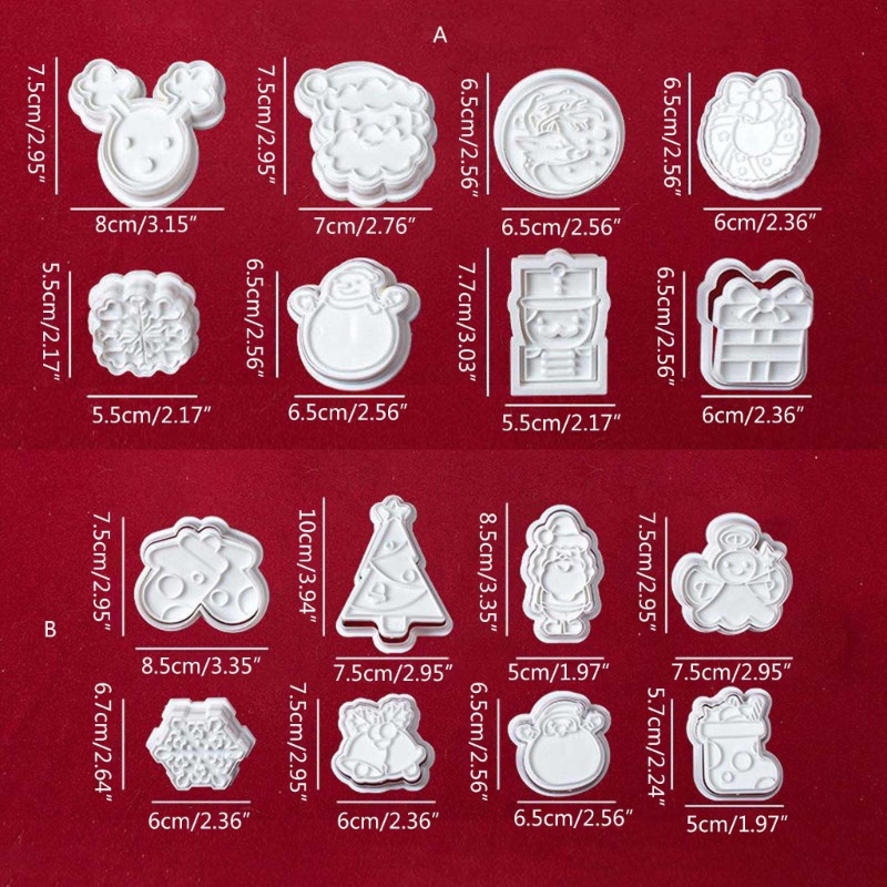 Bộ 8 Khuôn Cắt Bánh Quy Trang Trí Chủ Đề Giáng Sinh