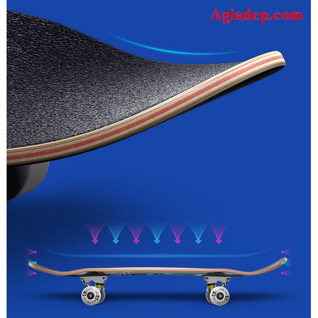 Ván trượt trẻ em thiếu niên Skateboard sành điệu có bánh phát sáng + B