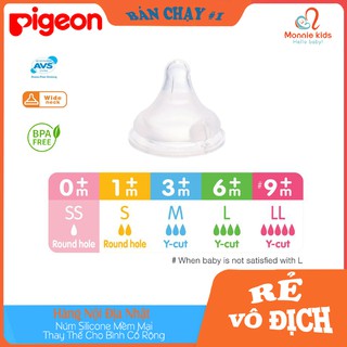 Bộ 2 núm ti cho bình cổ rộng Pigeon NV15007 - Size S