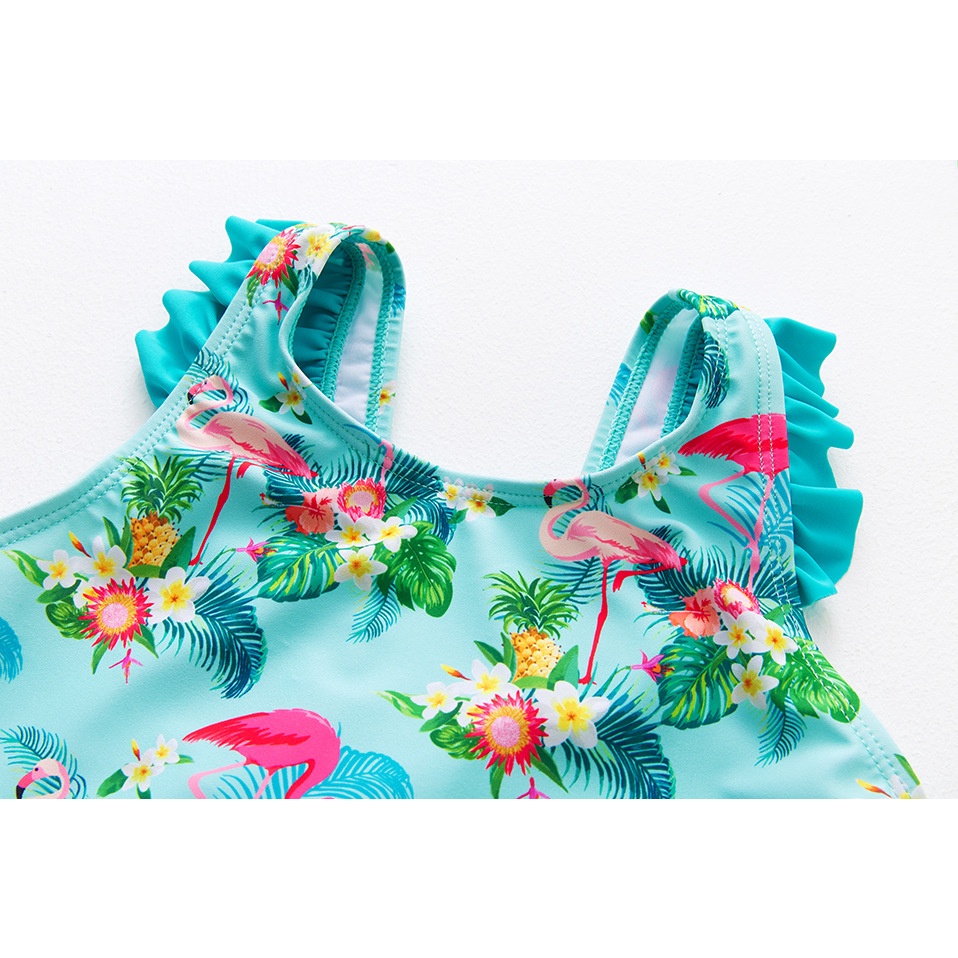 Bộ Đồ Bơi In Hình Chim Hồng Hạc Xinh Xắn Cho Bé Gái