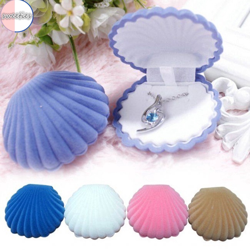 Hộp Đựng Trang Sức Hình Vỏ Sò Hộp Đựng Bông Tai Hộp Đựng Vòng Cổ Nhẫn Trang Sức (MÀU NGẪU NHIÊN)