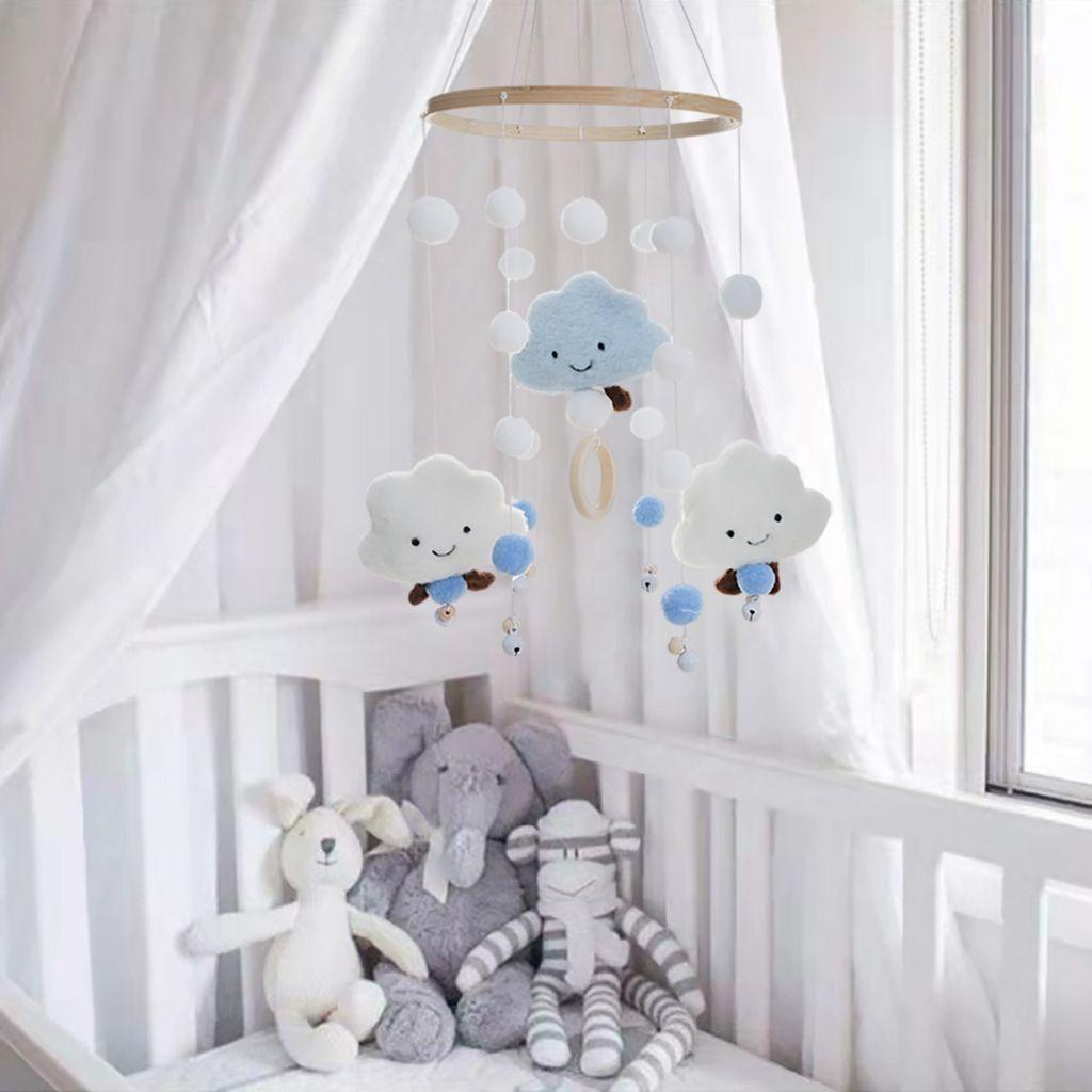 1 Bộ Chuông Gió Hình Đám Mây Bằng Vải Nỉ Dễ Thương Treo Trang Trí Phòng Bé