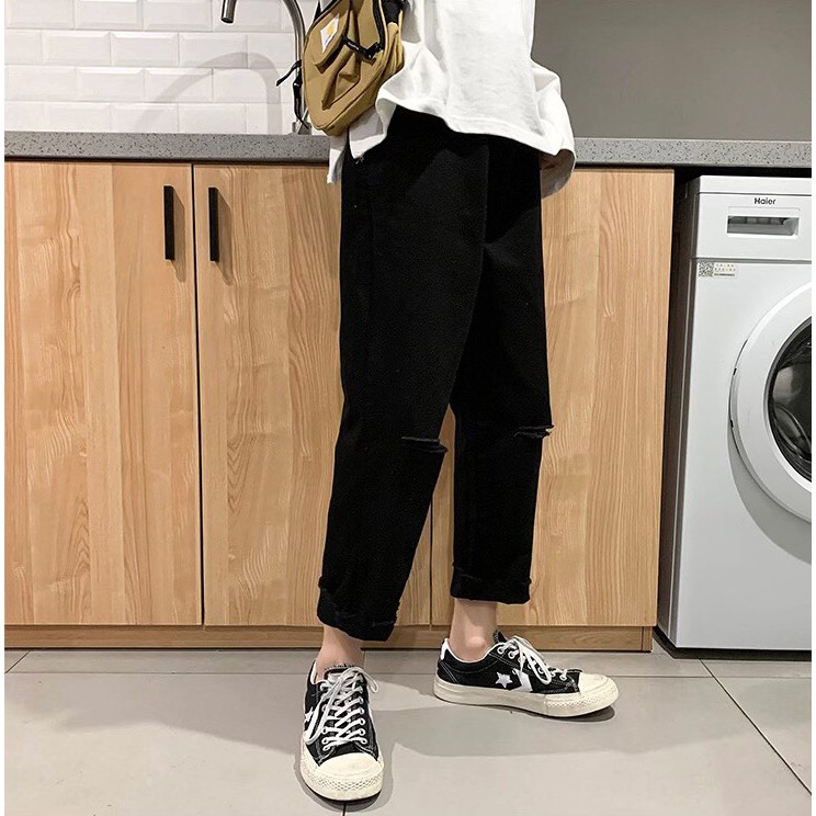 Quần jean Baggy Rách Hai Gối RGĐ-02 Style Hàn Quốc hot trend 2021 | BigBuy360 - bigbuy360.vn
