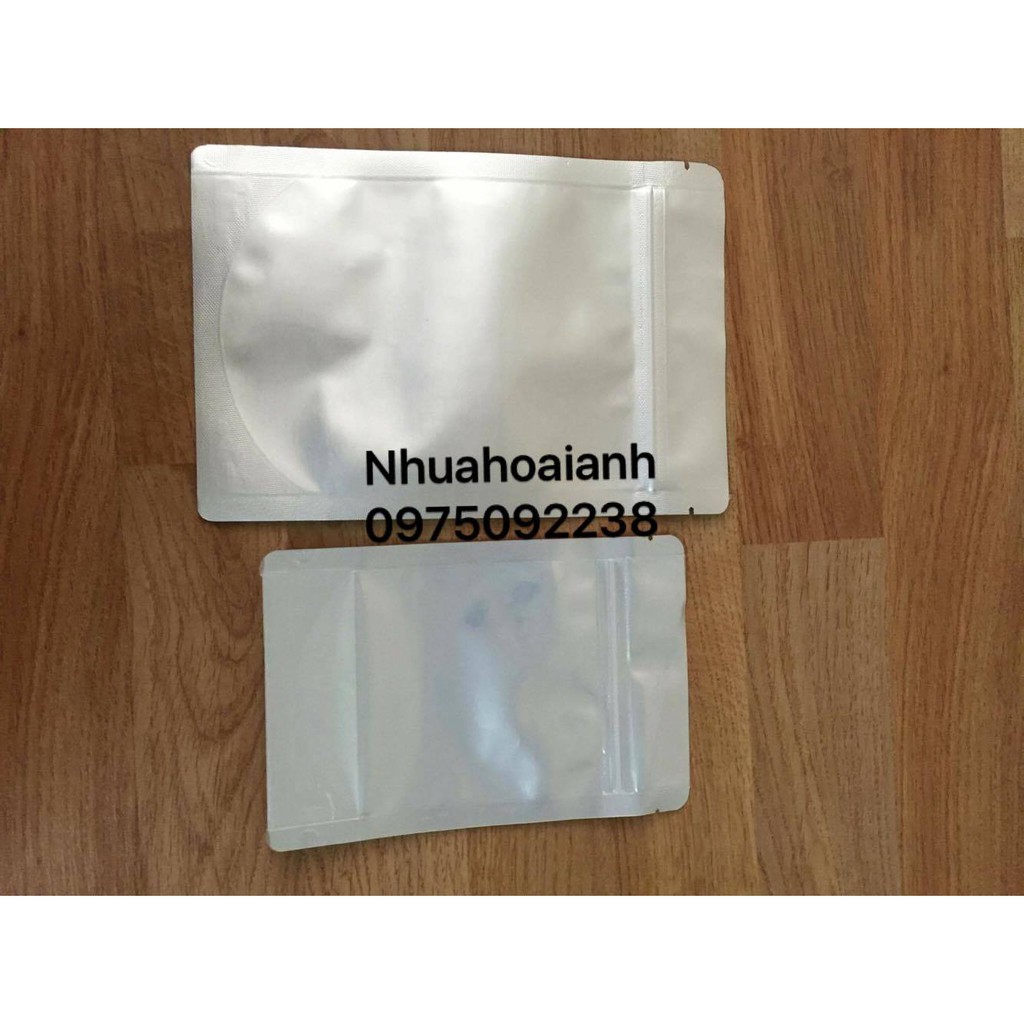 1kg túi zipper đáy đứng 1 mặt bạc, 1 mặt trong size 100gr