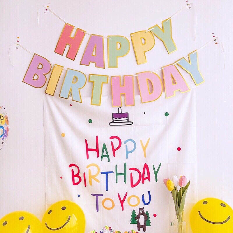 Phông nền background Happy Birthday Trang trí Sinh nhật phong cách Hàn Quốc