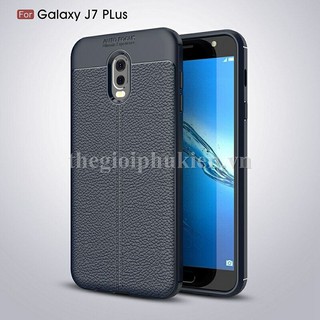 Ốp lưng Samsung Galaxy J7 Plus silicon giả da, chống sốc Auto Focus