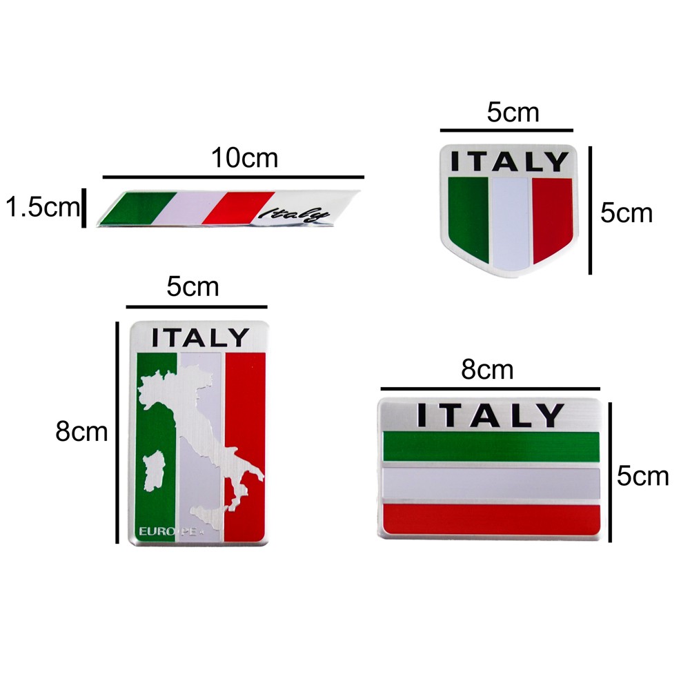 Set 4 Sticker hình dán Metal Sticker Factory - Chủ đề Cờ Ý Italia