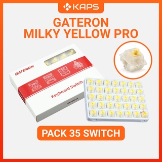 Pack 35 switch Gateron Milky Yellow Pro, switch linear, 5 pin dùng cho bàn phím cơ
