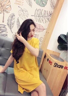Váy suông cúc dọc 2 túi cho nữ