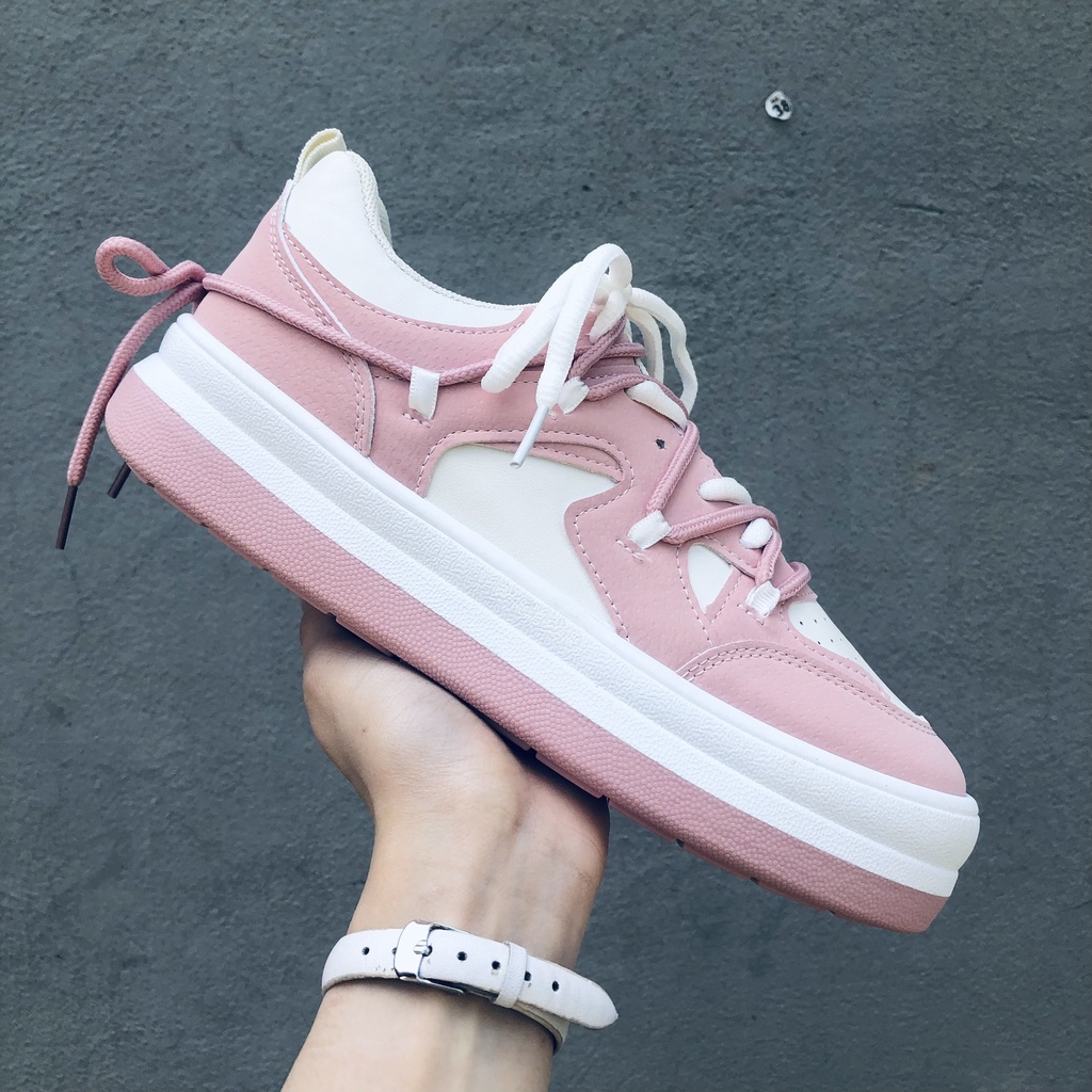 Giày thể thao nữ đế bánh mì hồng cao cấp Giầy sneaker Ulzzang độn đế Hot Hit