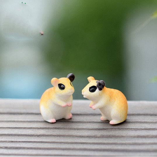 Combo đôi chuột hamster bear nhỏ xinh thích hợp trang trí tiểu cảnh, bonsai, móc khóa, DIY