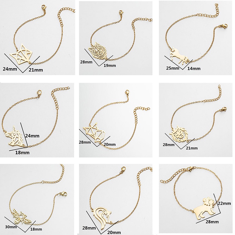 Vòng đeo tay RINHOO bạc bằng thép không gỉ họa tiết động vật thời trang