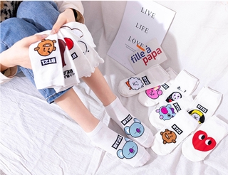  Vớ Cotton Cổ Ngắn In Hoạt Hình Bts Bt21 Dễ Thương