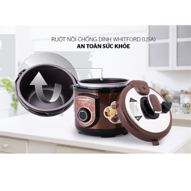 Nồi áp suất điện đa năng SUNHOUSE SHD1550 5lit - màu cà phê