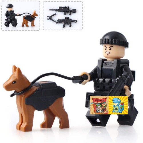 Mô hình Non LEGO cảnh sát đặc nhiệm SWAT và chó đặc vụ