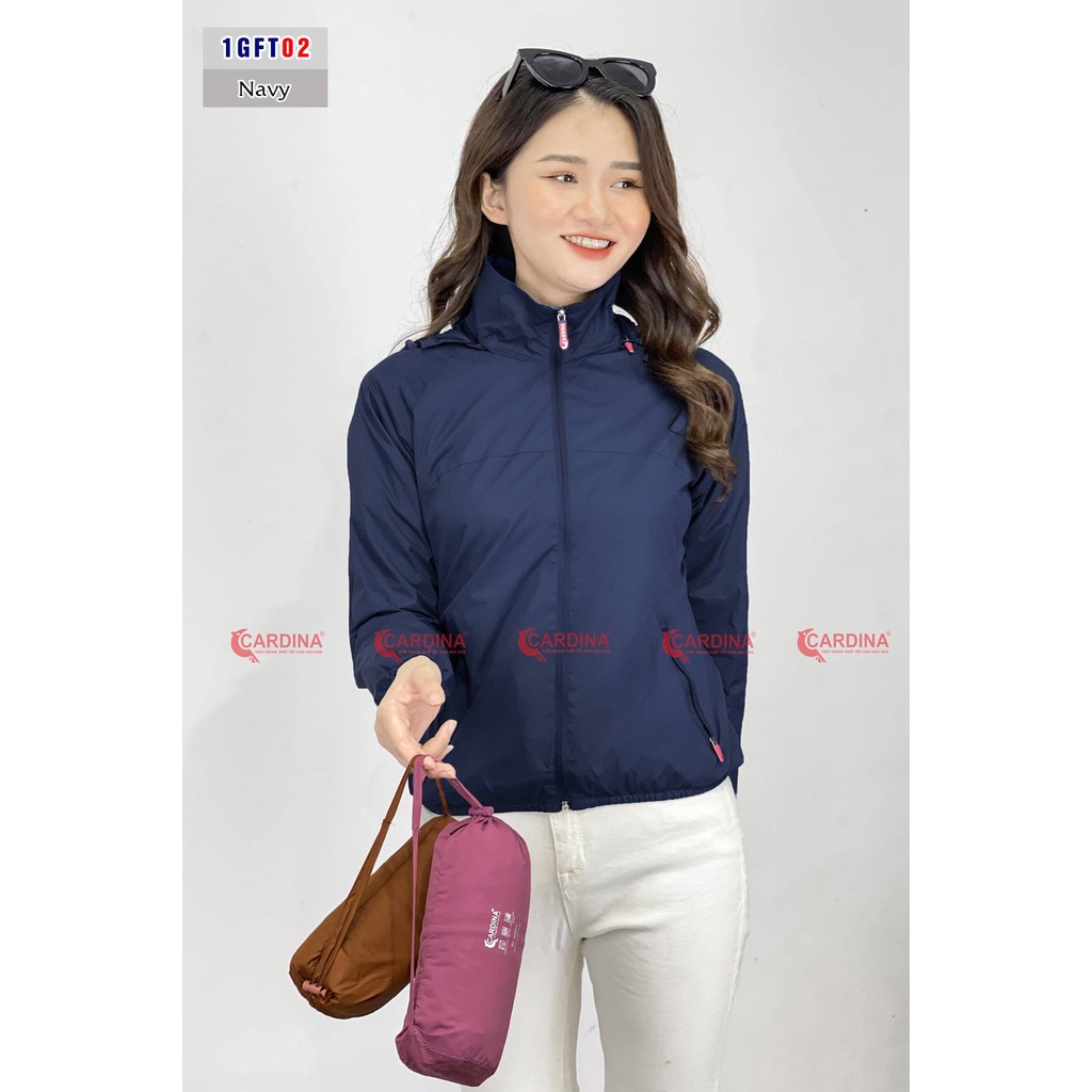 [CHÍNH HÃNG] Áo khoác gió nữ 2 lớp vân xước Cardina cản gió chống nước - kèm túi đựng siêu gọn | BigBuy360 - bigbuy360.vn
