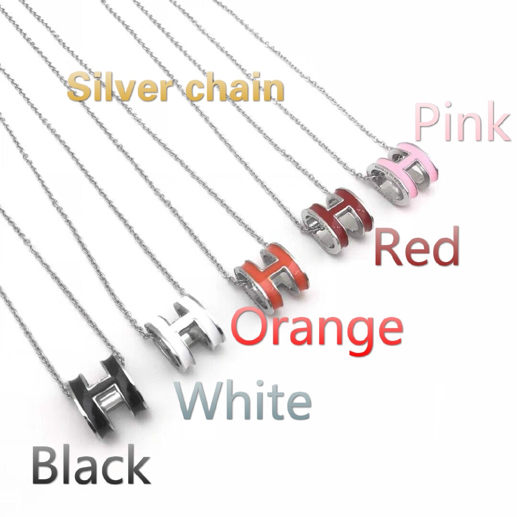 Dây chuyền mặt hình H mạ vàng nhiều màu sang trọng tùy chọn kèm phụ kiện và hộp