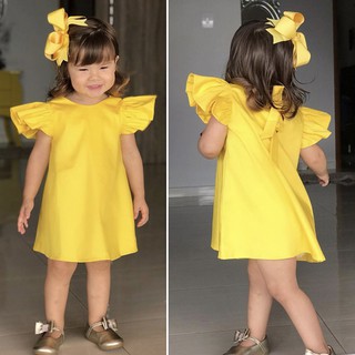 Đầm bé gái thắt nơ eo