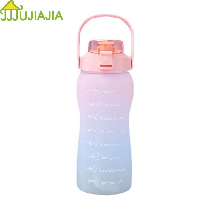 Bình uống nước JUJIAJIA bằng nhựa dung tích lớn 1500ml chống rơi màu gradient có nhãn dán