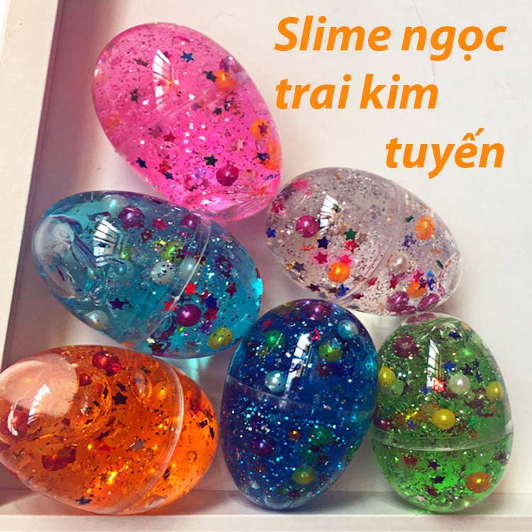 SLIME hình quả trứng có charm ngọc và họa tiết trong đó