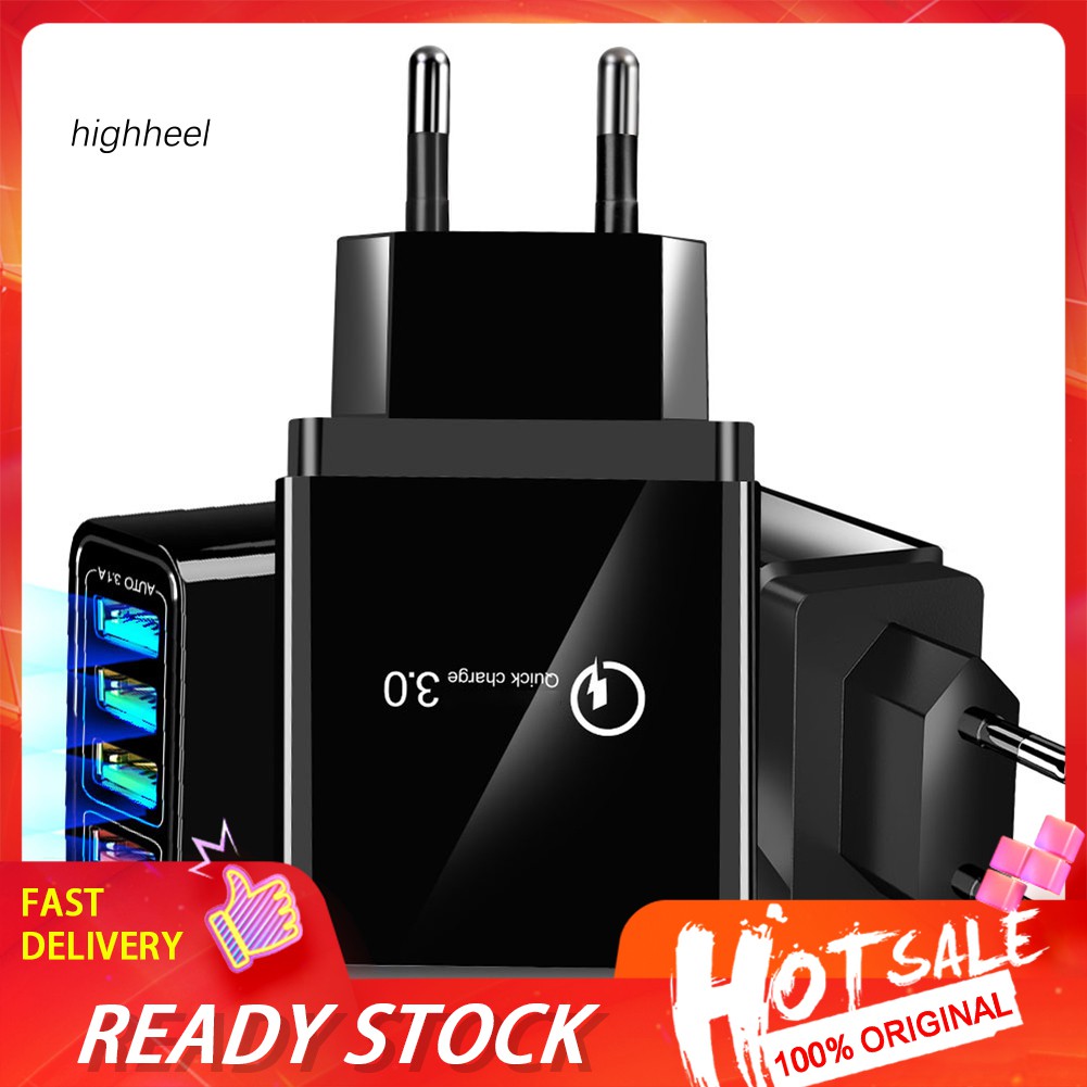 【OPHE】QC3.0 Quick Charge 4 USB Ports USB Wall Mobile Phone Charger Travel Adaptor