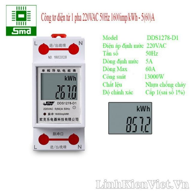 Công tơ điện tử, thiết bị đo công suất SAITON ABB 65A SHOP CHUNGLYLYNGHIA