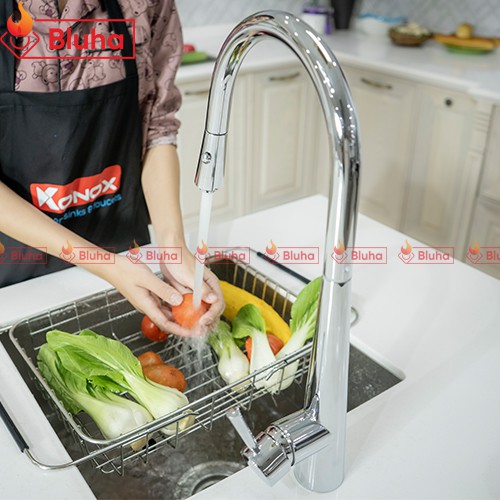 Vòi rửa bát rút dây Konox KN1901C inox cao cấp bảo hành 5 năm