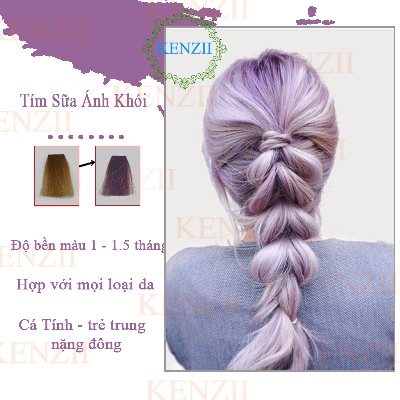 Thuốc Nhuộm Tóc Màu Tím Sữa 💝Tặng Trợ Nhuộm 💝 Kenzii Lên Từ Tone 9 - 10 ( Thuốc Nhuộm Tóc Tím )